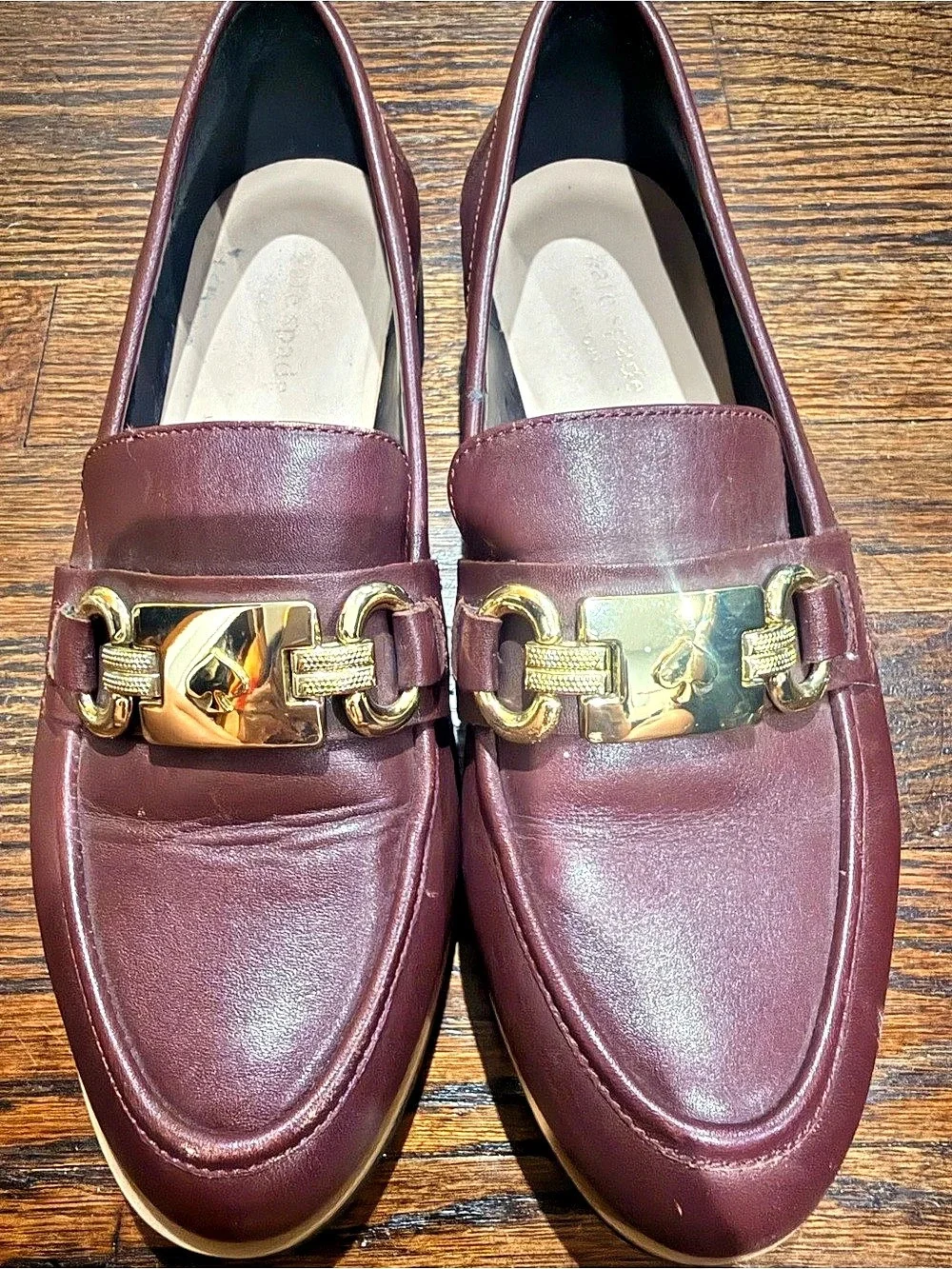 Kate Spade Horsebit Loafers Burgundy US 7.5M